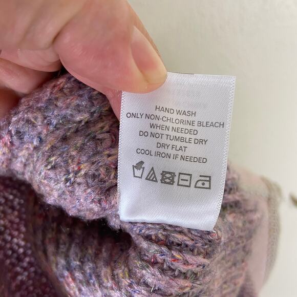 Tularosa Pauline Mock Neck Pullover Sweater Size L Heathered Purple Multi Cable - Picture 11 of 16